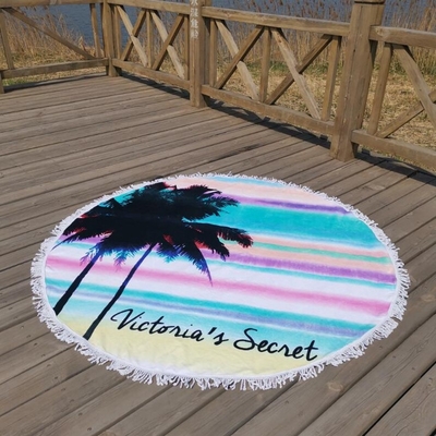 Buy Luxury Cotton Round Beach Towel Personalised Beach Towels With Fringe online manufacture