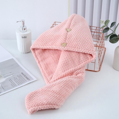 Buy Customizable Microfiber Hair Towel Wrap With Coral Fleece Waffle Weaving online manufacture