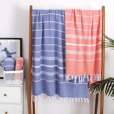 Buy Lightweight Tassel Beach Towel Custom Turkish Cotton Beach Towel Hypoallergenic online manufacture