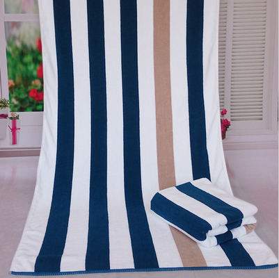 Buy 100% Cotton Material Blue And White Beach Towels Washable Customized online manufacture