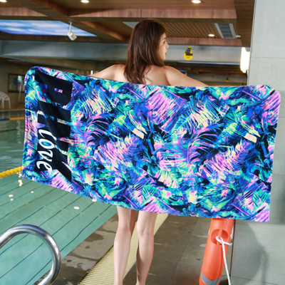 70x140cm Edge To Edge Printing 100% Cotton Beach Towel On Beach