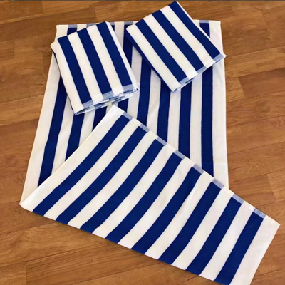 Customize Cotton Blue And White Striped Towels Long Lasting easy cleanup