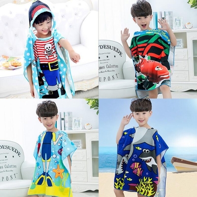 Skin Friendly Microfiber Poncho Towel Childrens Sand Proof Hooded Towelling Ponchos